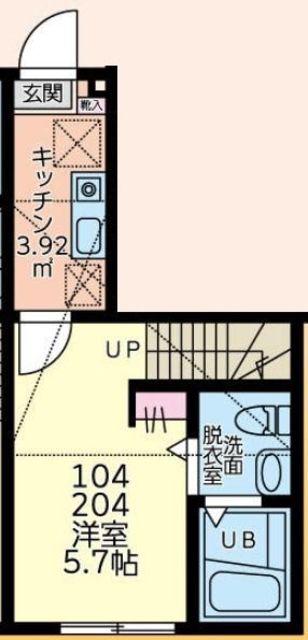 UNIKS二俣川(1K/1階)の間取り写真