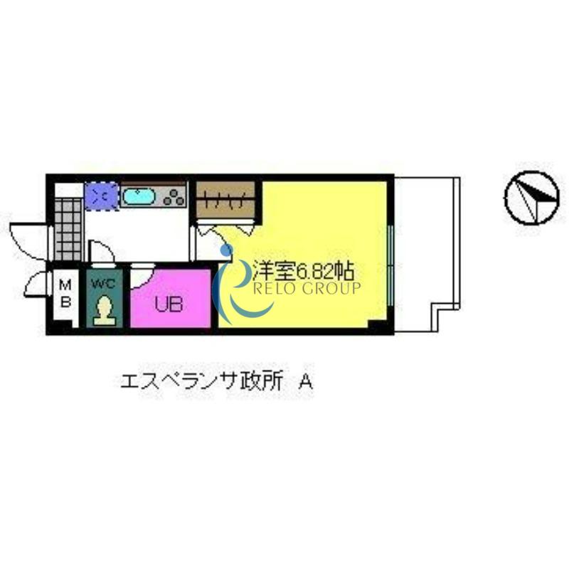 エスペランサ政所(1K/4階)の間取り写真