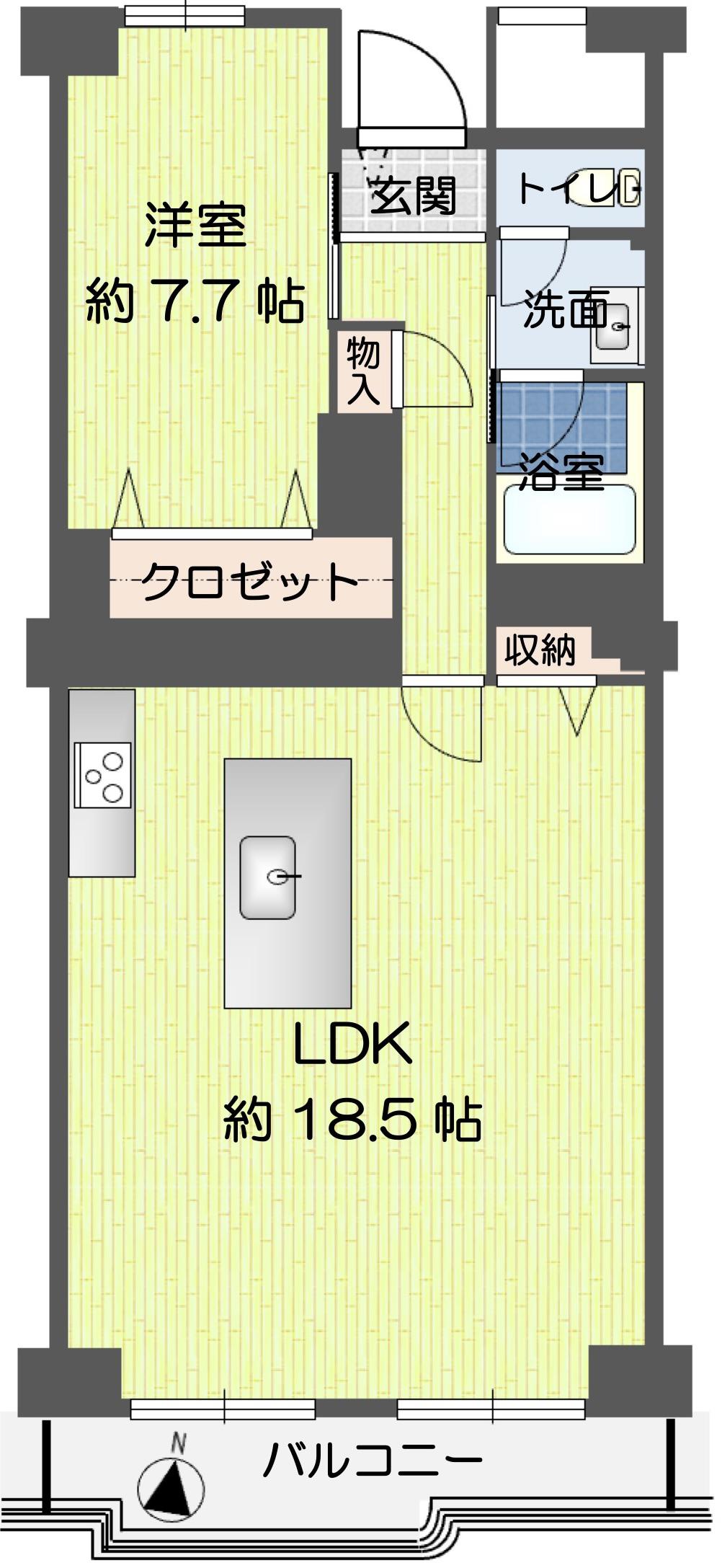 サンハイツ宝塚五月台A棟(1LDK/1階)の間取り写真