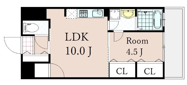 MID COURT 新大阪(1LDK/2階)の間取り写真