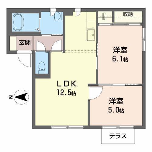 メープル(2LDK/1階)の間取り写真