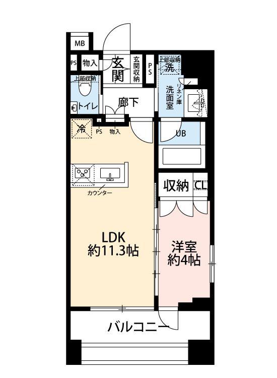 イニシア築地レジデンス(1LDK/2階)の間取り写真