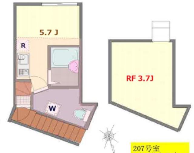 インベスト大井町VI(ワンルーム/2階)の間取り写真
