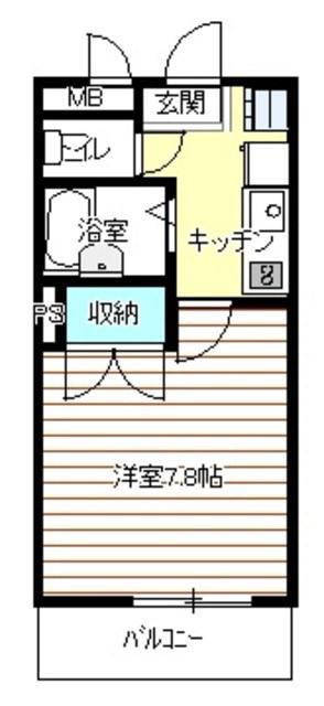 本城ハイツ(1K/1階)の間取り写真