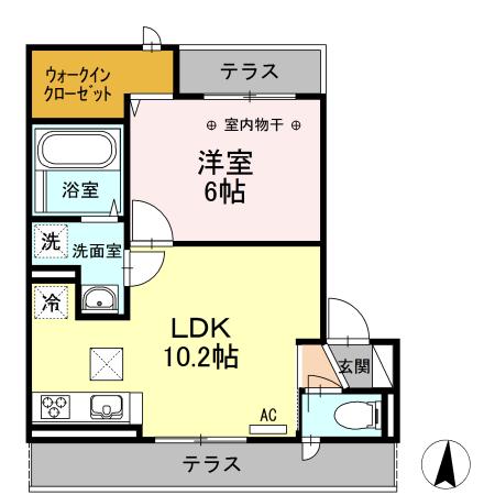 コージーコート・F(1LDK/1階)の間取り写真