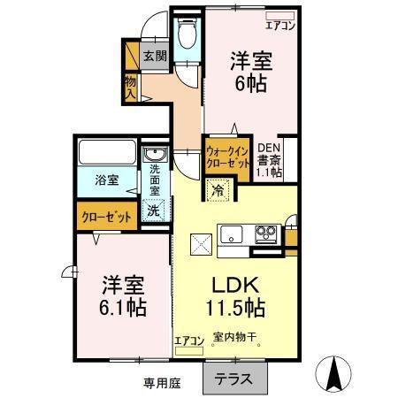 エタニティ I・II・III・IV(2LDK/1階)の間取り写真