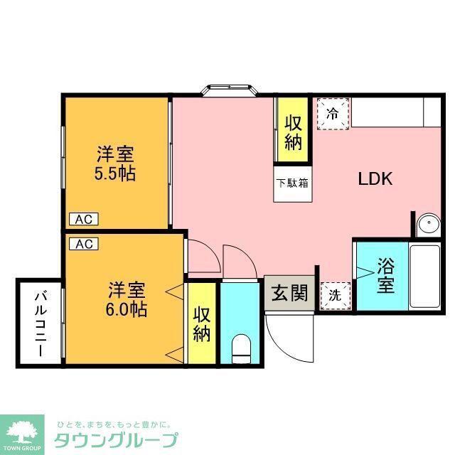 スコットハイツIII(2DK/2階)の間取り写真