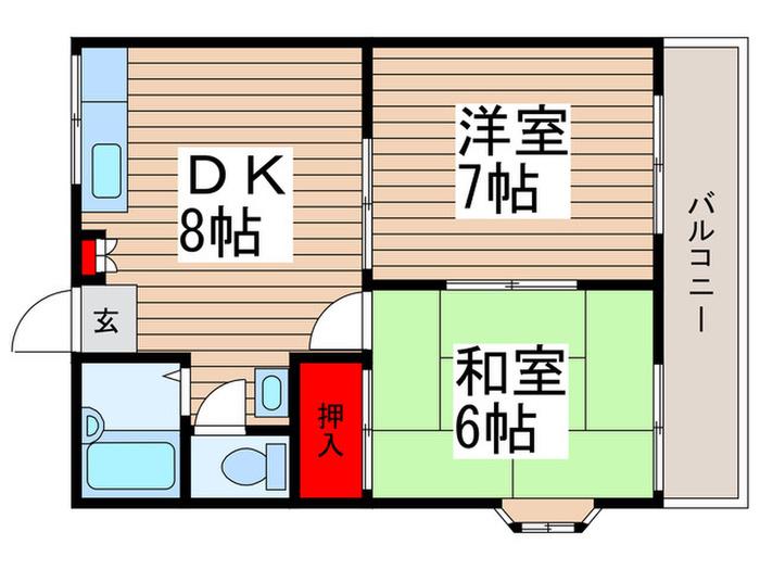 ドミール イトウ(2DK/2階)の間取り写真
