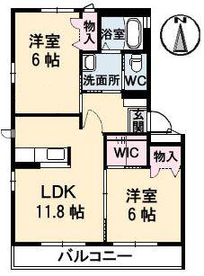 サンライズ スクエアI(2LDK/3階)の間取り写真