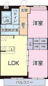 ぐりーんはうす(2LDK/1階)の間取り写真