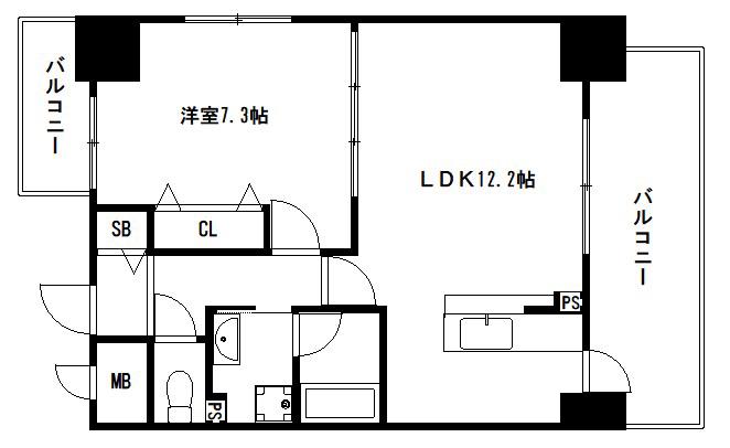綾小路パレス(1LDK/2階)の間取り写真
