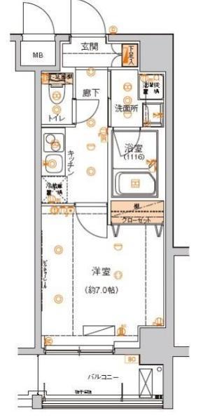 ハーモニーレジデンス東京イーストコア♯002(1K/3階)の間取り写真
