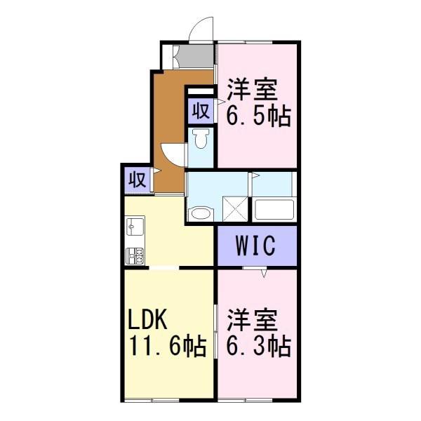 サンガーデン田中Ⅱ(2LDK/1階)の間取り写真