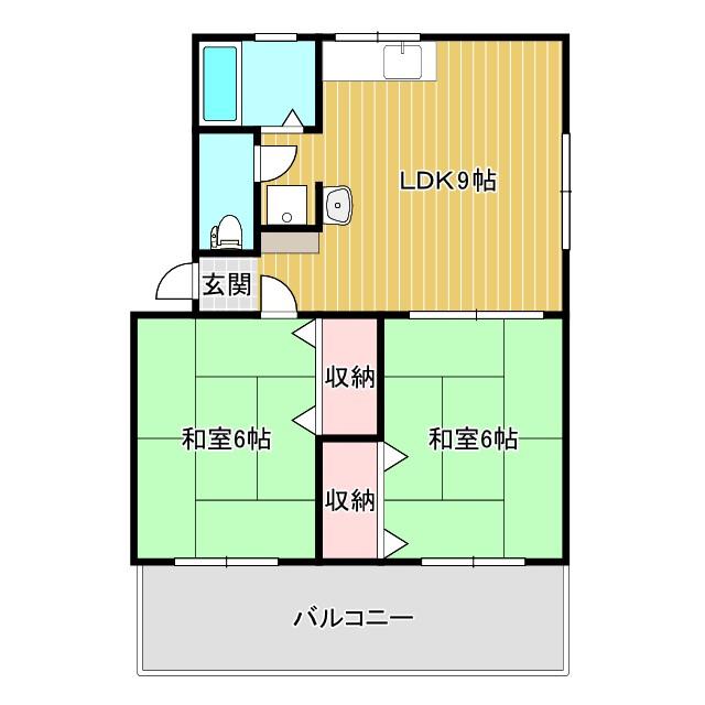 南栄第5パレス(2LDK/3階)の間取り写真