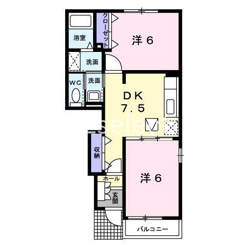 レクサスII(2DK/1階)の間取り写真
