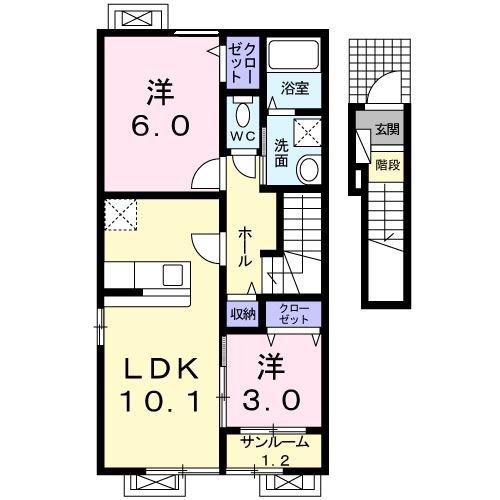 エル プラド(2LDK/2階)の間取り写真
