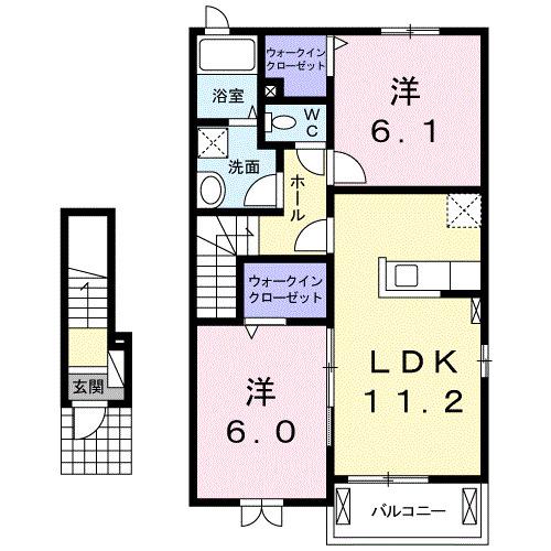 カーサ フェリーチェ II(2LDK/2階)の間取り写真