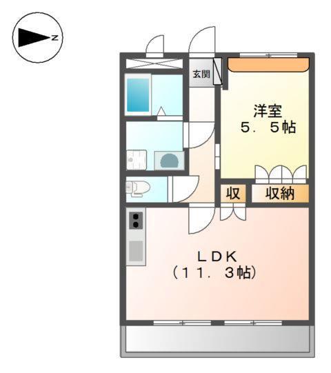 グラッチェI番館(1LDK/1階)の間取り写真