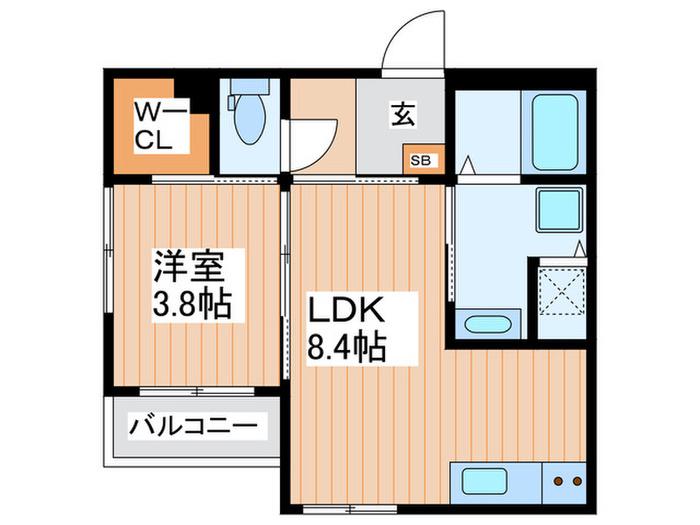 ALEGRIA古川橋(1LDK/3階)の間取り写真