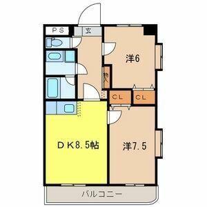 ソレアード(2DK/2階)の間取り写真