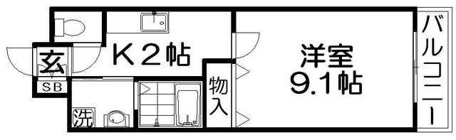 ブラウニーピア(1K/2階)の間取り写真