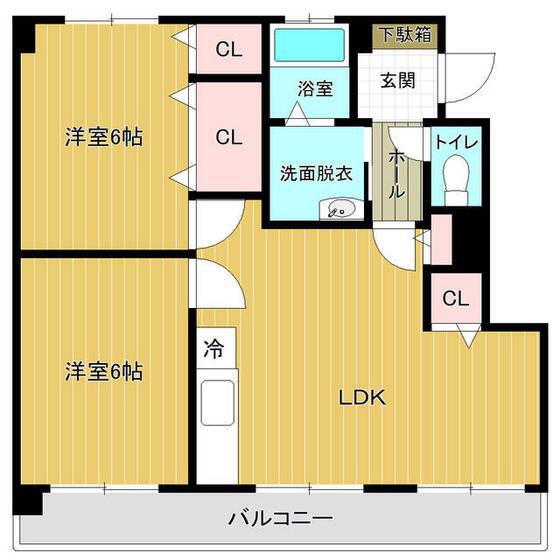 菊池マンションB(2LDK/3階)の間取り写真