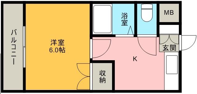 良花ビル(1K/3階)の間取り写真