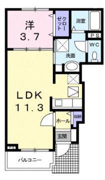 グラント(1LDK/1階)の間取り写真