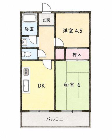 マンション藤(2DK/3階)の間取り写真