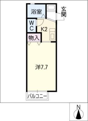 クリスタルビレッジII(1K/2階)の間取り写真