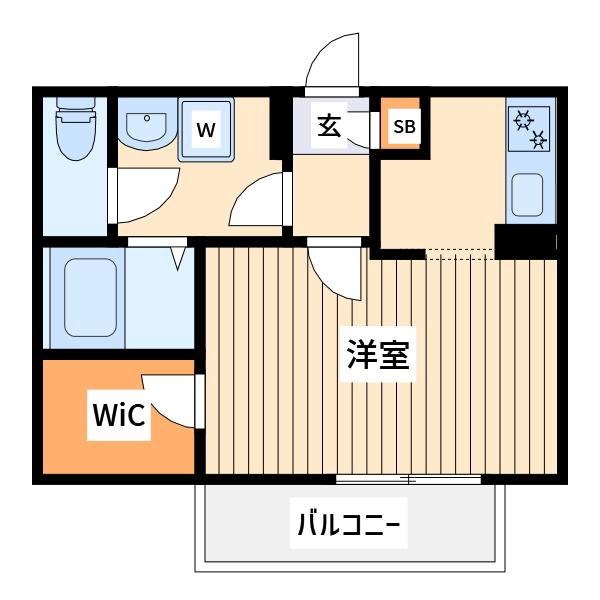 オーロラハイツ小向A棟(1K/1階)の間取り写真