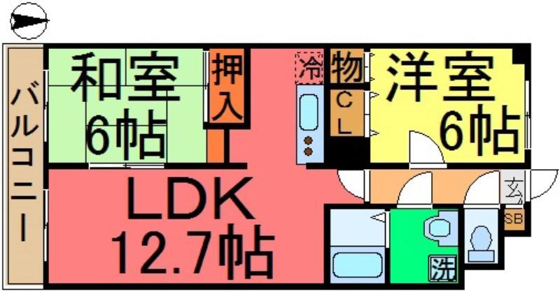 プラムエヌティー(2LDK/2階)の間取り写真