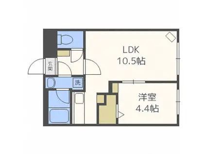 ティファーレ麻生(1LDK/1階)の間取り写真