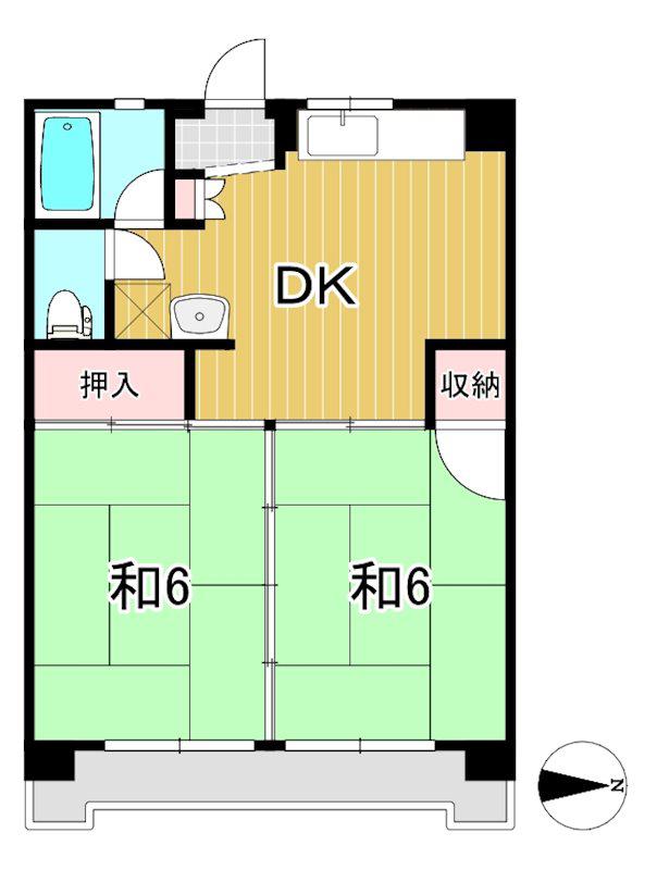 グリーン大みか(2DK/3階)の間取り写真