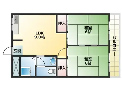 サンハイツ(2LDK/1階)の間取り写真