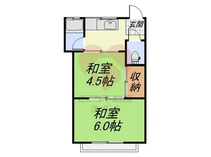 朝日荘ハイツ(2K/2階)の間取り写真