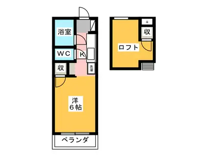 フラワーアネックス(ワンルーム/2階)の間取り写真