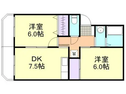 ハイコートジェム(2DK/1階)の間取り写真