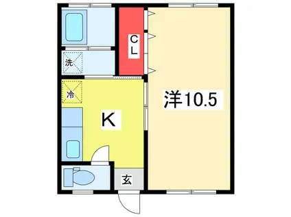 シラクラハイツ(1K/2階)の間取り写真