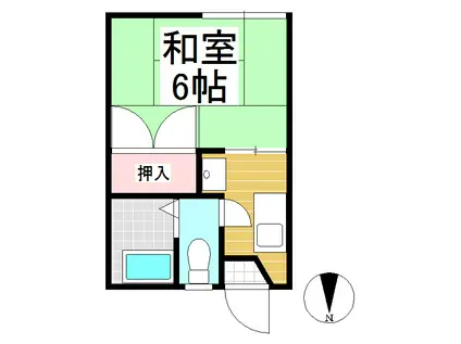 フォーブル常陵(1K/1階)の間取り写真