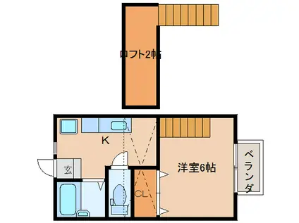 メイプルハイム(1K/2階)の間取り写真