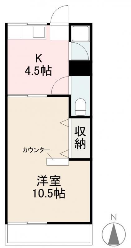 浜新コーポ(1DK/1階)の間取り写真