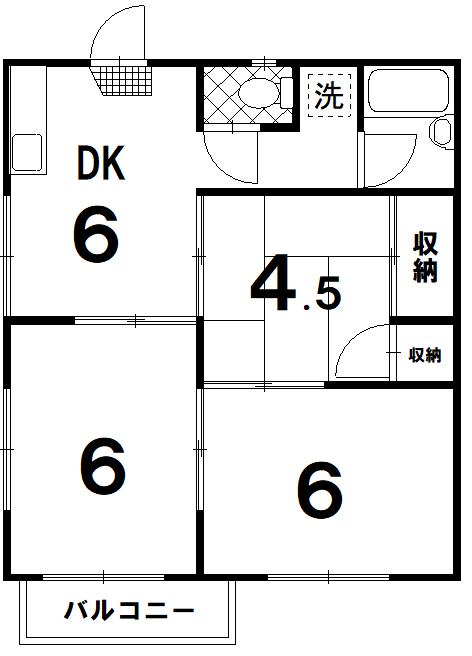 アネックスタケイ(3DK/2階)の間取り写真