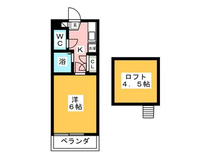 アップル可児(1K/2階)の間取り写真