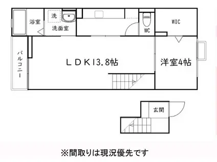リバーサイド桜坂(1LDK/3階)の間取り写真