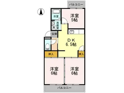 ヴィラユーアイ(3DK/2階)の間取り写真