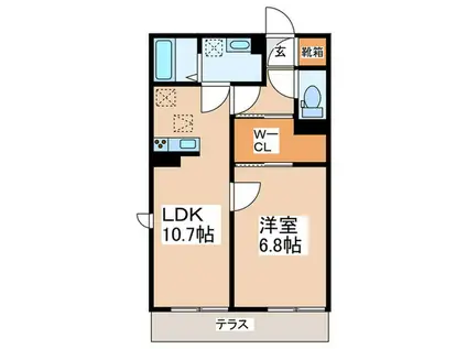 コンフォール町田市中町(1LDK/1階)の間取り写真