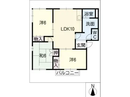 エントピアARAI B棟(3LDK/2階)の間取り写真