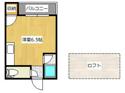 メイプル鳴水(ワンルーム/2階)の間取り写真