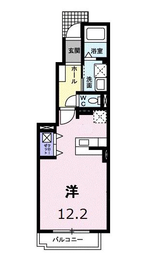 トゥインクル(ワンルーム/1階)の間取り写真